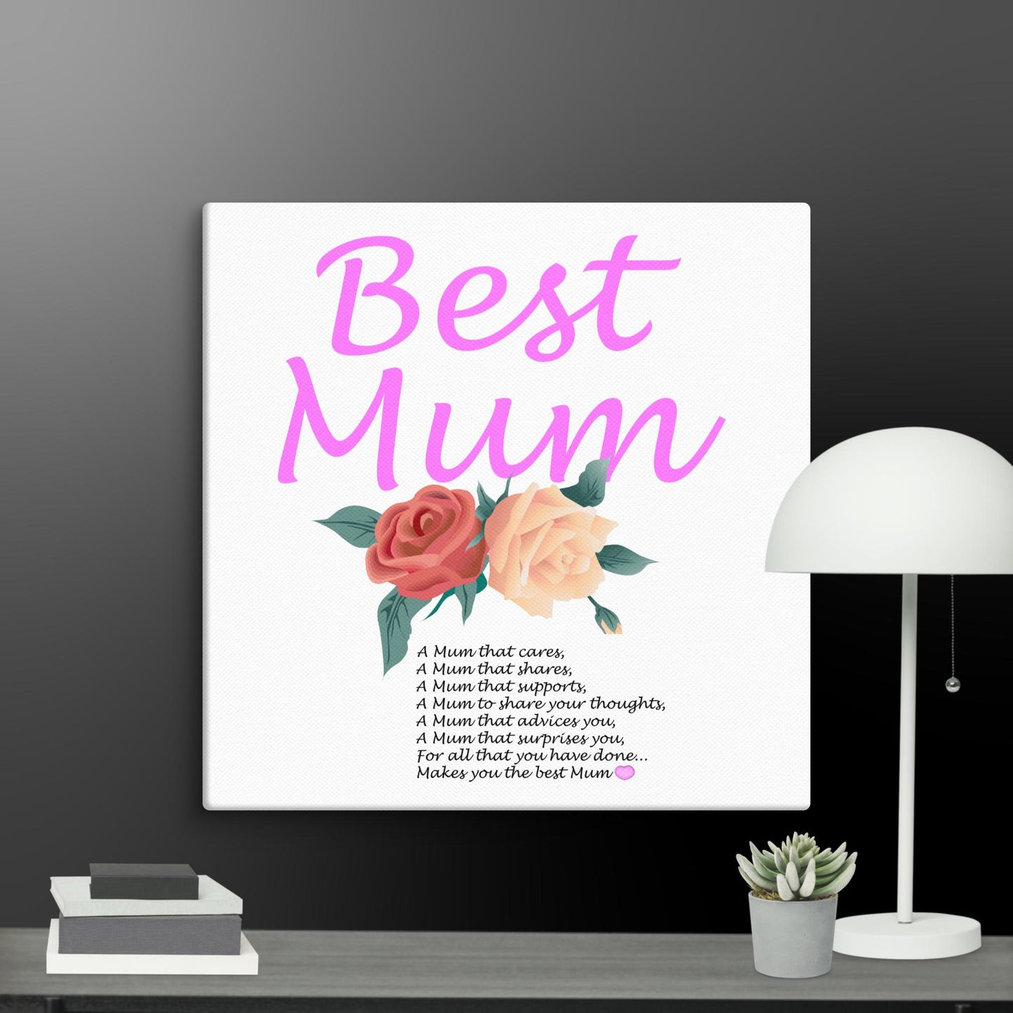 Mum Rose and Message Canvas Gift