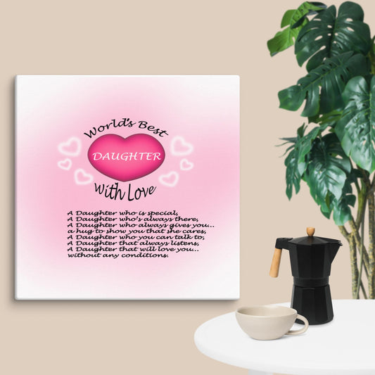 Daughter Heart and Message Canvas Gift